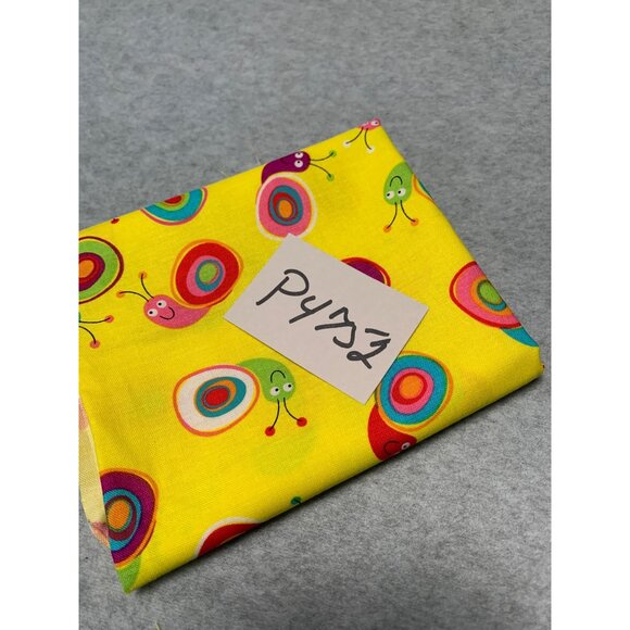 Colorful Snail Trails Cotton Fabric Studio E 18"x21" Bright Yellow Multicolor Sn - Picture 10 of 10